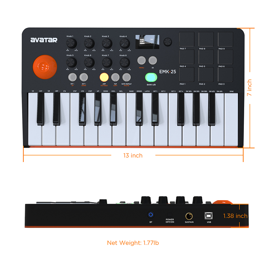 Klawiatura MIDI z 25 klawiszam – Midi Controller Pad recenzja i cena
